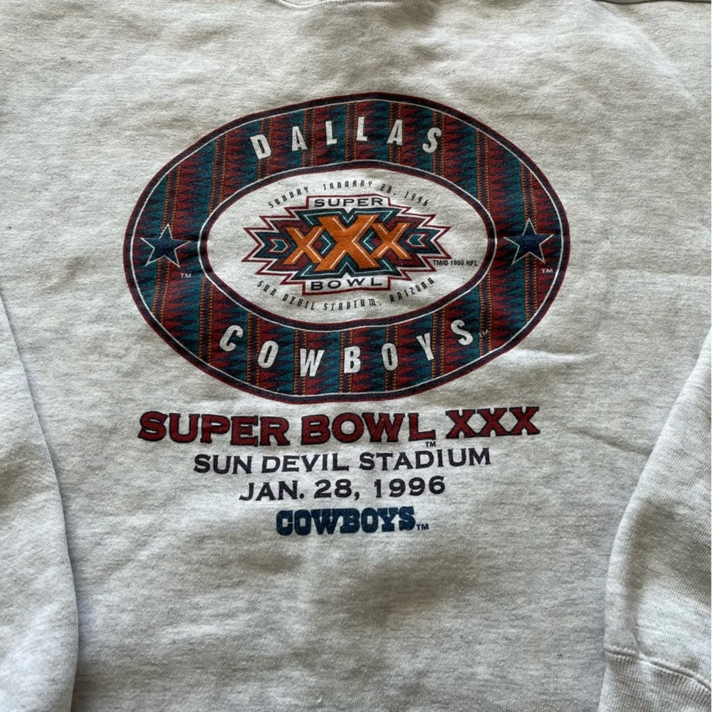 Dallas Cowboys Super Bowl XXX 30 1996 Sun Devils Stadium Pullover Sweatshirt XL